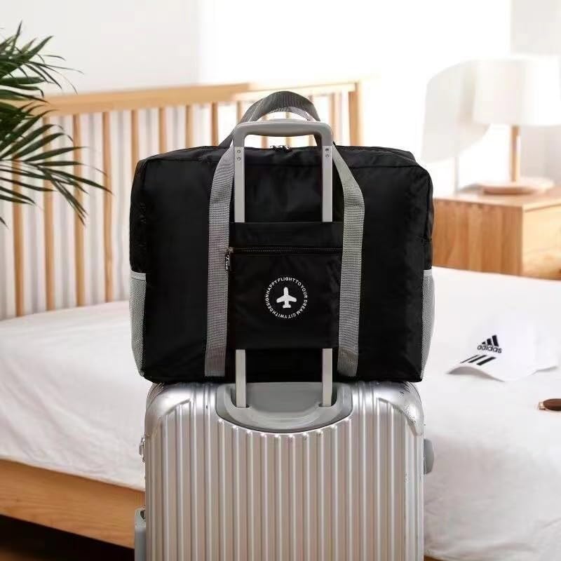 Lightweight Travel Duffel Bag, Foldable Carry on Weekender Overnight - color: Black