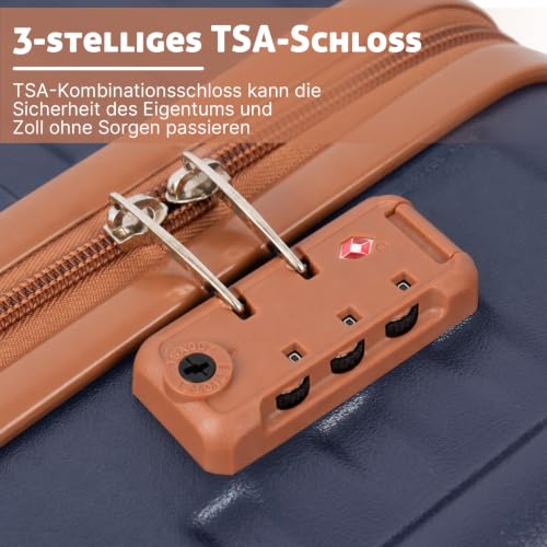 KUNEL Luggage Sets 5 Pcs suitcases with Wheels, 20/24/28Inch, Blue - color: Blue