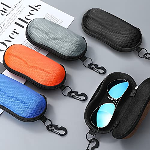 MoKo Semi Hard Shell Sunglasses Case, Unisex Protective Eyeglass Case Glasses Case Holder with Metal Hanging Hook - color: 블루-에바, size: 1개입