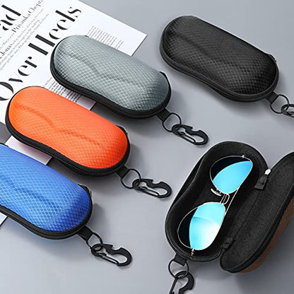MoKo Semi Hard Shell Sunglasses Case, Unisex Protective Eyeglass Case Glasses Case Holder with Metal Hanging Hook - color: 블루-에바, size: 1개입