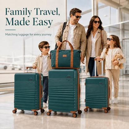 CONCEPTEN Luggage Sets 5 Piece, ABS+PC Hardshell Suitcases with Wheels - color: Teal, size: 5 Piece Sets (20/24/28/Db/Tb)