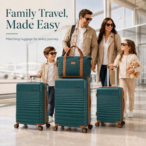 CONCEPTEN Luggage Sets 5 Piece, ABS+PC Hardshell Suitcases with Wheels - color: Teal, size: 5 Piece Sets (20/24/28/Db/Tb)