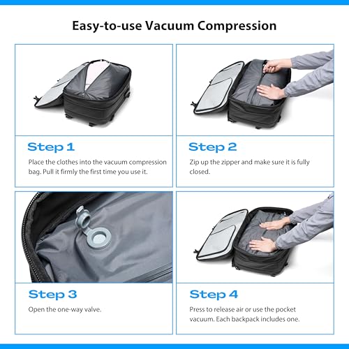 60L Vacuum Backpack Travel, TSA Lock, Charging Port, Waterproof - size: 60L with Pump
