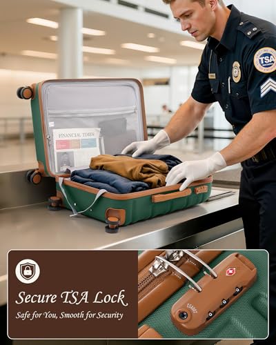 TAKUMI Luggage Sets, Hardside Suitcases with Wheels, Green Brown, 5 Piece - color: GREEN BROWN, size: 5 Piece Set