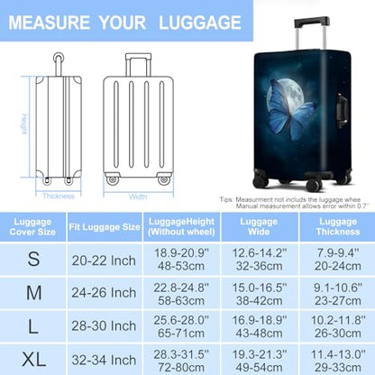 Blue Butterfly Luggage Cover Washable Suitcase Protector Anti-scratch Suitcase cover Fits 20-22 Inch Luggage S - color: Blue butterfly, size: S(20-22inch suitcase)