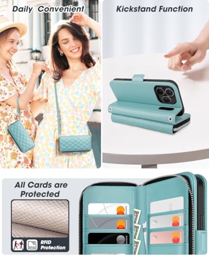 OCASE Crossbody Wallet Case for iPhone 18 Pro/17 Pro, Green Argyle - color: Green Argyle, size: iPhone 17 Pro/ iPhone 18 Pro