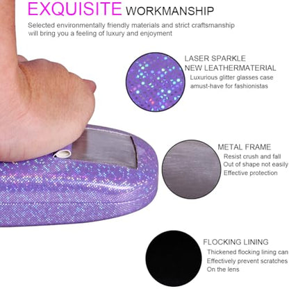 ADBGV 3Pcs Unisex Hard Shell Eyeglasses Cases, Protective Case For Glasses,Sunglasses Case with Cleaning Cloth - color: A_purple+pink+white