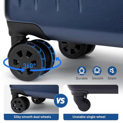 KYME Luggage Sets 2 Piece Hardshell Suitcase with TSA Lock,Navy, 20"/24" - color: Navy Blue, size: 2Pcs Set(20"/24")