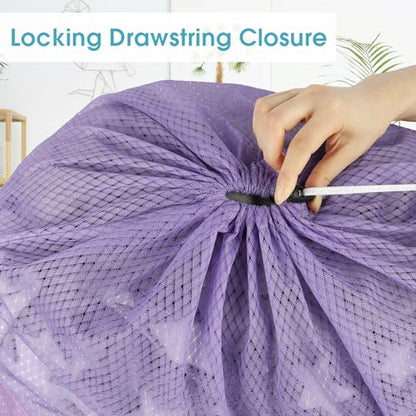 2 Pack Mesh Laundry Bags 23x34 Inch Drawstring Locking for Travel Home - color: Purple