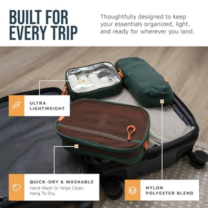 TRIPPED Travel Gear 3-Piece Travel Toiletry Bag Set - color: Green