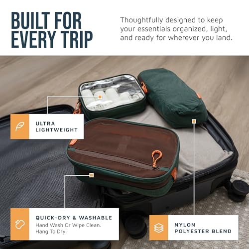 TRIPPED Travel Gear 3-Piece Travel Toiletry Bag Set - color: Green