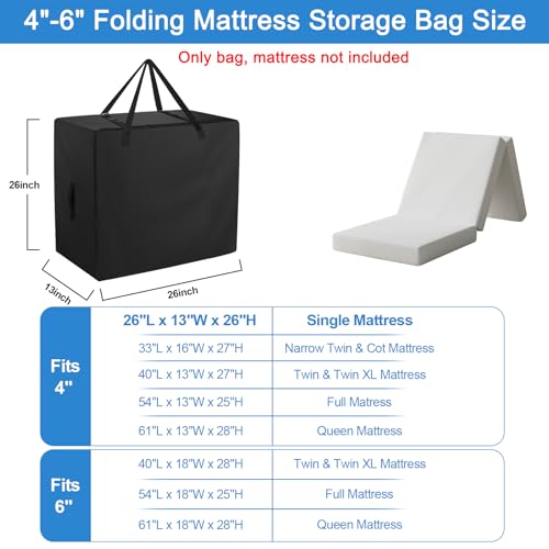 Folding Mattress Storage Bag Fits 4" Single Mattress - size: Fits 4" Single Mattress