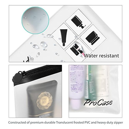 ProCase TSA Approved Fly Travel Toiletry Bag Makeup Pouch, Durable Quart-Size Carry-On Clear Small Handy Bag with Zipper for Liquids Bottles Tubes Cosmetics Container (2-Pack)