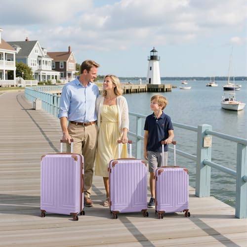 KUNEL Luggage Sets 5 Piece, Hardshell Expandable Suitcase, 20/24/28inch - color: Purple