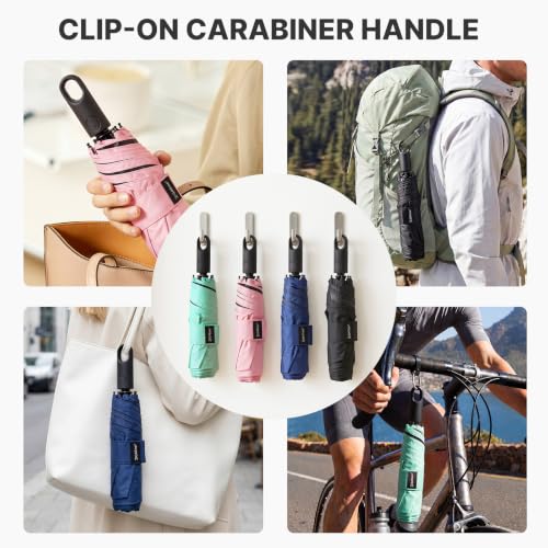 G4Free 43.3 Inch Travel Umbrella with Ring Buckle Compact Small UV Umbrella - color: Teal