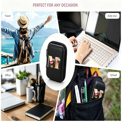 Letter And Flower Print Hard Shell Electronics Organizer, Shockproof Carrying Case for Cables, Earphones, Chargers, Ideal Gift for Travel & Daily Use，4.33 * 3.14 * 1.57 inch/SNB03-M