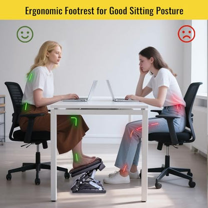 Foot Rest for Under Desk at Work Enlarged, Ergonomic Footrest with Adjustable Height and Angle, Foldable Foot Stool with Removable Pad Massage Beads for Office Gaming Chair Brown - color: Brown Plus