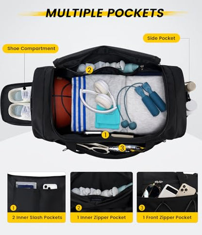 Vorspack 25 Inches Structured Gym Bag with Shoe Compartment, Black - color: Black, size: 25 Inches
