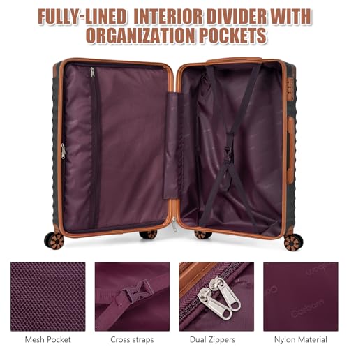 Cosbarn Luggage Sets 5 Pcs Suitcases with Wheels, 20"/24"/28",Black - color: Black, size: 5 Piece Sets (20/24/28/Db/Tb)