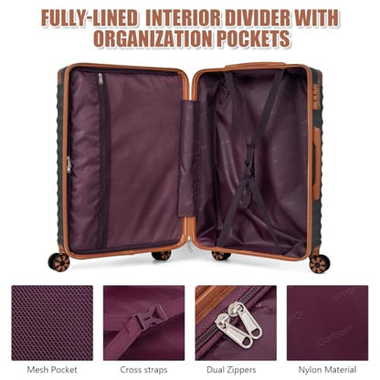 Cosbarn Luggage Sets 5 Pcs Suitcases with Wheels, 20"/24"/28",Black - color: Black, size: 5 Piece Sets (20/24/28/Db/Tb)