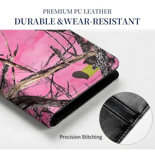 Passport Wallet for Women,Travel Wallet Passport Holder RFID Blocking - color: Pink Tree Branches