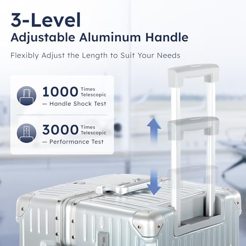 ALPHA CAMP Trunk Luggage 28 Inch with Aluminum Frame Zipperless Suitcase - color: Silver, size: 28 Inch