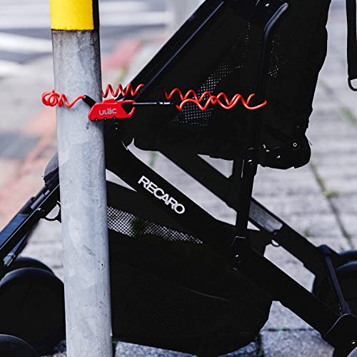 ULAC Piccadilly LTD 3-Digit Combination Cable Lock Red, 4 mm x 120 cm Braided Steel Carabiner Lock for Bicycle Helmets and Luggage - color: Red