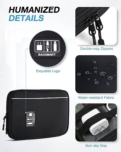 BAGSMART Large Electronic Organizer Travel Case for Tech Accessories, Black - color: Black