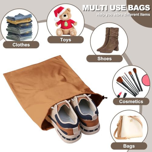 5 Pack Shoe Bags for Travel, Washable Dust Bags Drawstring Travel Shoe Bag - color: Brown
