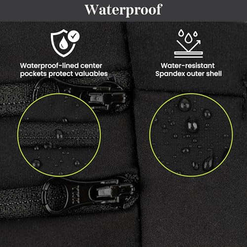 StashBandz Running Belt & Money Belt, 3 Zippered Pockets, Phone Holder - size: Large