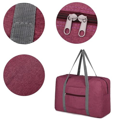 Lightweight Foldable Travel Duffel Bag, Compact Carry-On Luggage for Overnight Trips, Unisex Weekender (Red) - color: Red