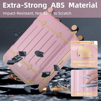 LARVENDER Expandable Carry on Luggage Sets 3 Piece Suitcases Set, Pink - color: Pink, size: 3 piece set(BP/TB/20)
