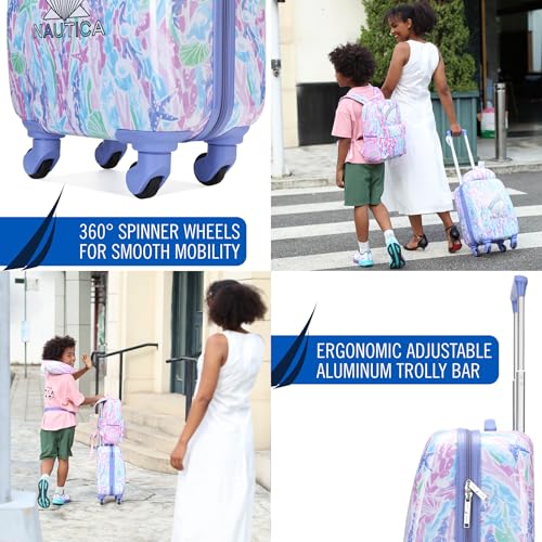 Nautica Kids 5pc Luggage Set 18" Hardside Carry-on Suitcase, Pastel Shell - color: Pastel Shell | 5pc Travel Set