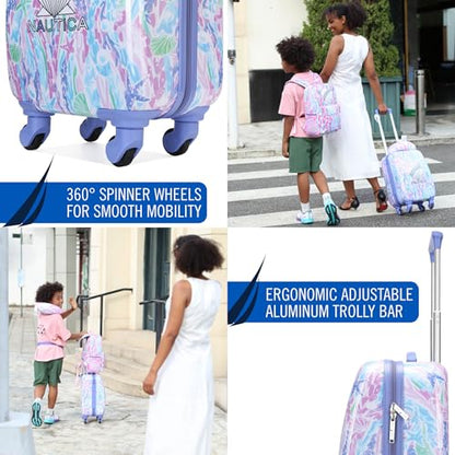 Nautica Kids 5pc Luggage Set 18" Hardside Carry-on Suitcase, Pastel Shell - color: Pastel Shell | 5pc Travel Set