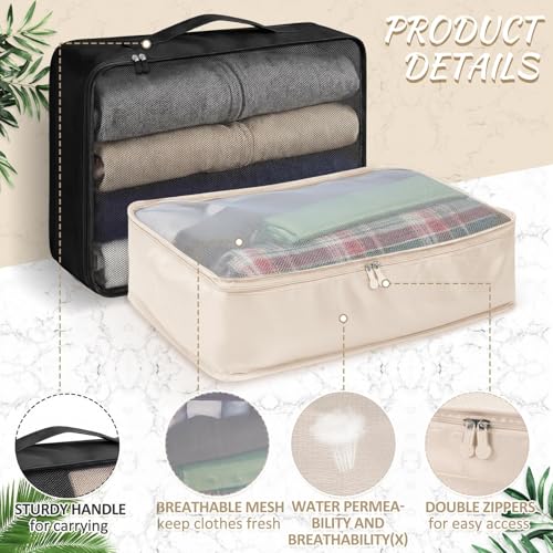 Silkfly 12 Pcs Packing Cubes for Travel,XL, L, M,Classic,Beige, Black - color: Beige, Black, size: XL, L, M, style: Classic