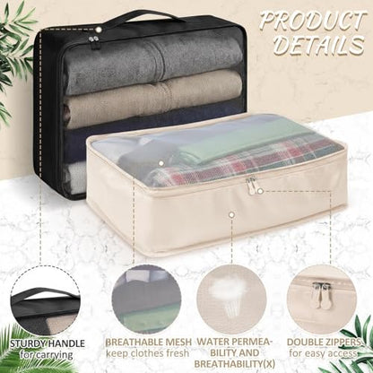 Silkfly 12 Pcs Packing Cubes for Travel,XL, L, M,Classic,Beige, Black - color: Beige, Black, size: XL, L, M, style: Classic