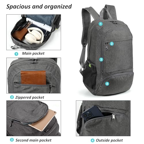 TANTOMI Ultra Lightweight Packable Backpack 25L - Foldable Hiking Daypack for Travel, Compact Pocket Gym Sack & City Commuting Gear - Gray - color: Dark Gray