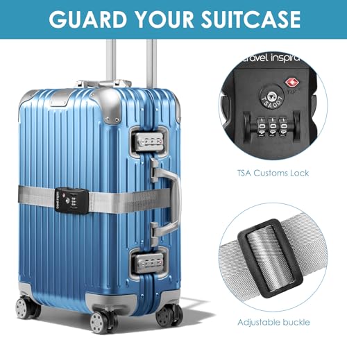 Travel Inspira Anti-Theft Suitcase Belt with TSA Lock - color: Grey