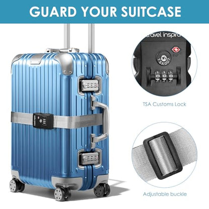 Travel Inspira Anti-Theft Suitcase Belt with TSA Lock - color: Grey