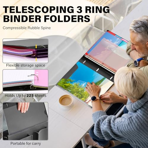 WOT I Telescoping Project Organizer, 1 Inch 3 Ring Binder, Black - color: Black, size: 1 Pack
