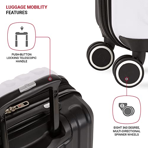 SwissGear Duet Expandable Luggage Set, 3-Piece Hardside Luggage Set with Spinner Wheels - color: Black/White, size: 3-Piece Set (19/24/28)