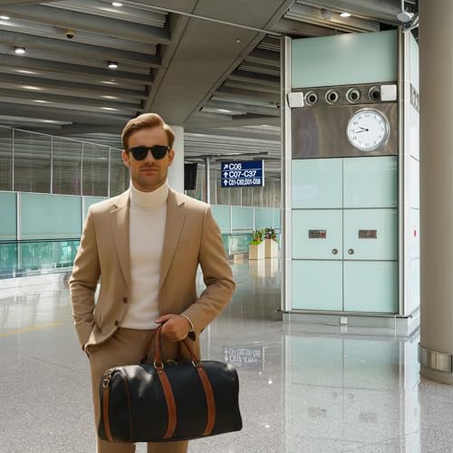 Convertible Garment Duffle Bag for Travel, Black with Tan Trim - color: Black with Tan