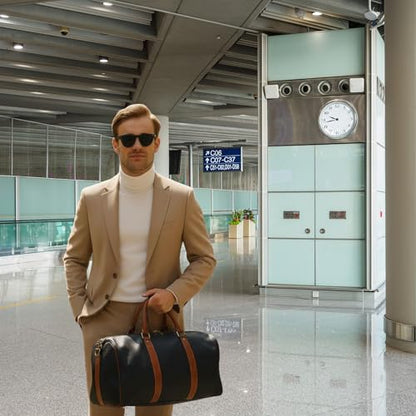 Convertible Garment Duffle Bag for Travel, Black with Tan Trim - color: Black with Tan