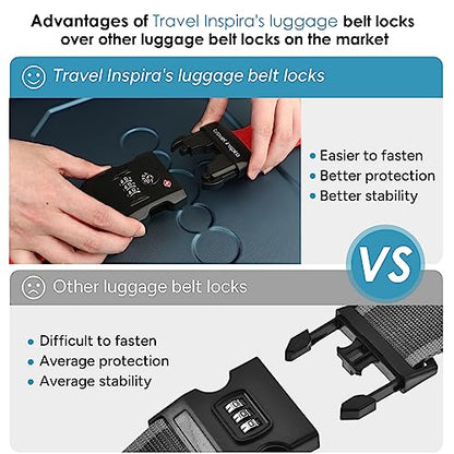 Travel Inspira 2 Pack Luggage Straps for Suitcases with TSA Lock - color: Apple Red