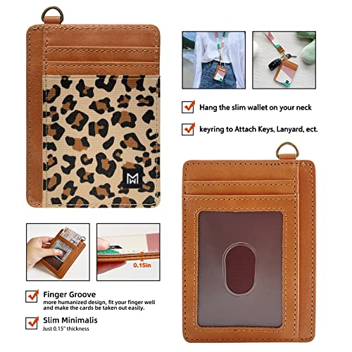 Credit Card Holder Wallet Women RFID Blocking Slim Wallet Front Pocket - color: leopard print