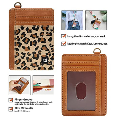 Credit Card Holder Wallet Women RFID Blocking Slim Wallet Front Pocket - color: leopard print