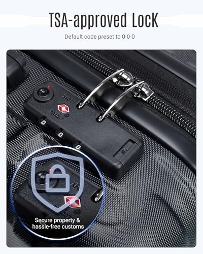 LIGHT FLIGHT Luggage Sets 3 Pcs Suitcase with Wheels,20"/24"/28",Black - color: Black