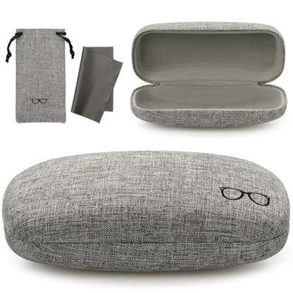 Vemiss Hard Shell Sunglasses Case, Large Linen Fabric Protective Glasses Case for Men Women - color: Grey 2, size: Sunglass Case