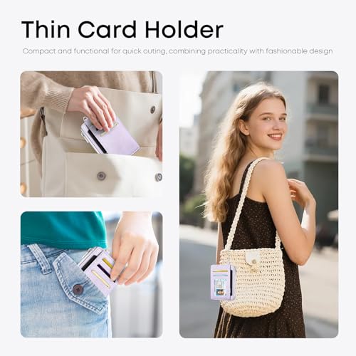 Purple Credit Card Holder Small Wallet for Women - color: Purple