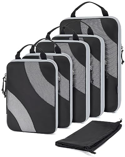 BAGSMART Compression Packing Cubes for Travel - color: Black, size: Set of 2